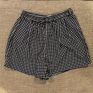 J. Crew High Waist Navy and White Gingham Shorts